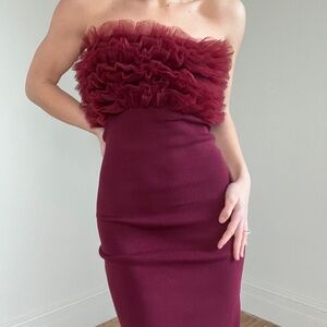 Better Be Burgundy Ruffled Midi Dress